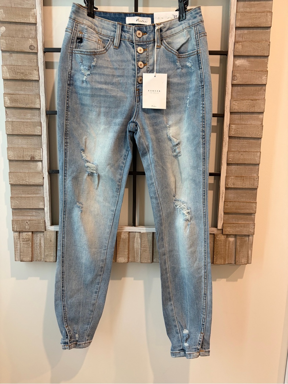KanCan Light Blue Distressed Boyfriend Jeans